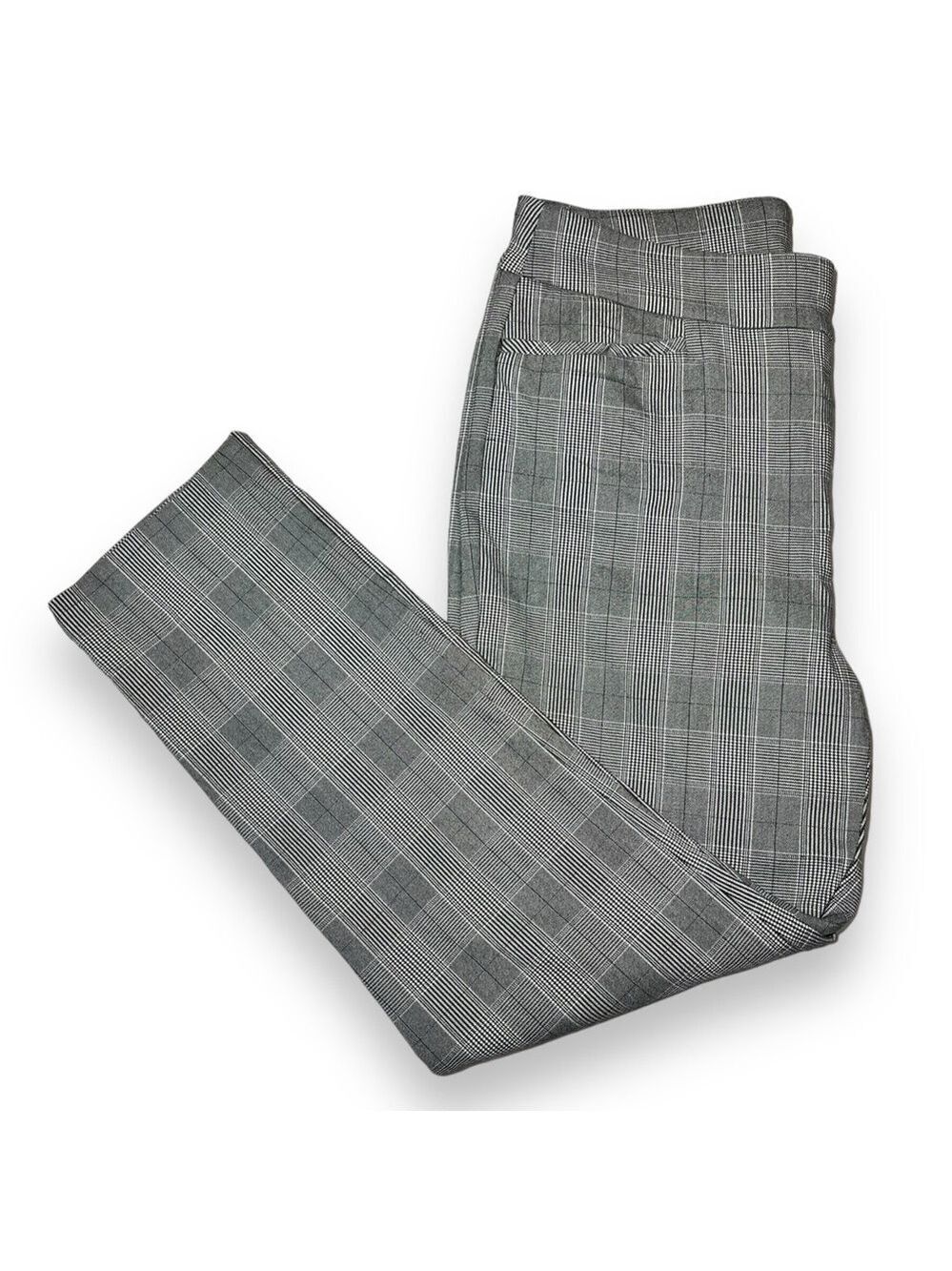 Chico’s Women’s Brigitte Plaid Slim Ankle Pants Black White Size 1 (6)